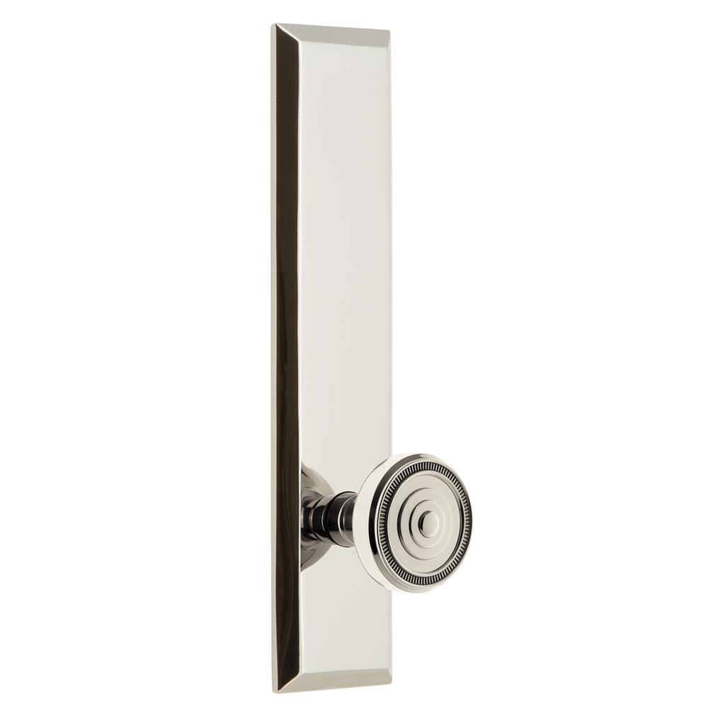 Grandeur by Nostalgic Warehouse FAVSOL Fifth Avenue Tall Plate Privacy with Soleil Knob in Polished Nickel